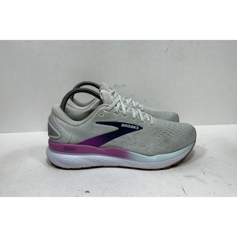 Brooks Ghost 16 Shoes Womens Size 8 Wide Gray Pink Running Sneakers 1204071D175